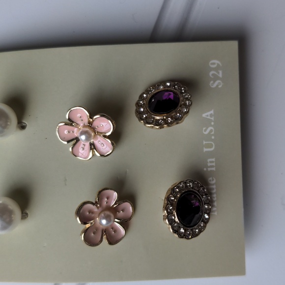 JCrew Limited Edition 3 Pairs Post Stud Earrings Set New on Card - Picture 4 of 7